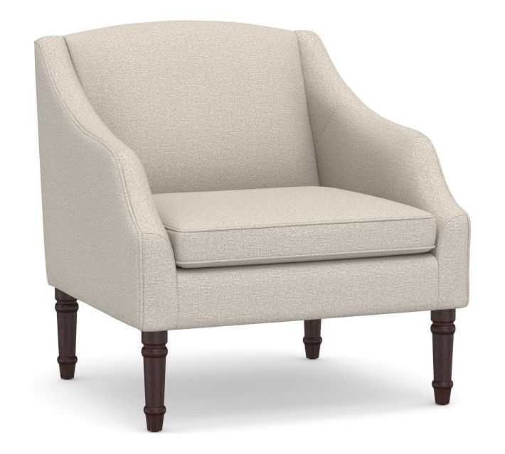 SoMa Emma Upholstered Armchair, Polyester Wrapped Cushions, Performance Chateau Basketweave Oatmeal - Image 0