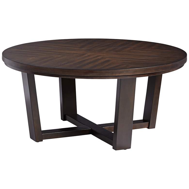 Conrad 40" Wide Dark Brown Wood Round Coffee Table - Style # 56K68 - Image 0