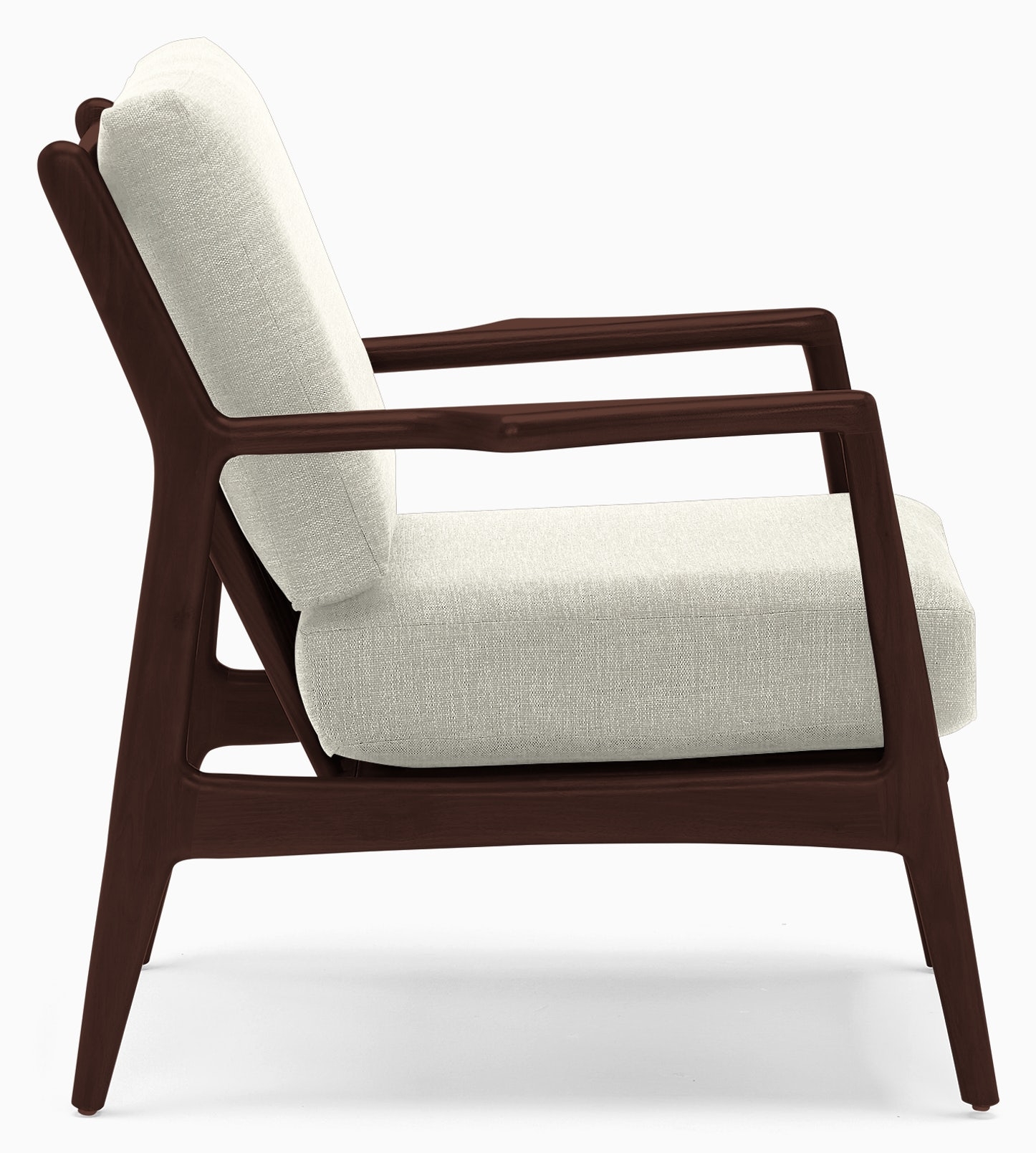 White Collins Mid Century Modern Chair - Nico Oyster - Walnut - Image 2