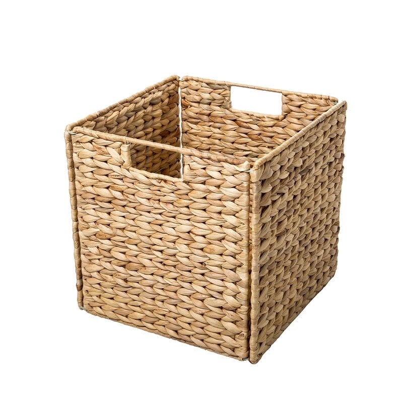 Foldable Hyacinth Storage Basket with Iron Wire Frame - Image 0