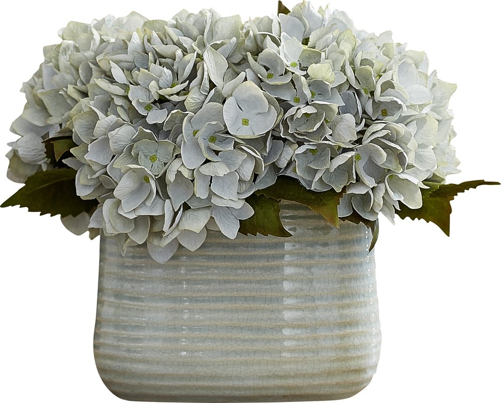 Hydrangea Centerpiece in Decorative Vase - Image 0