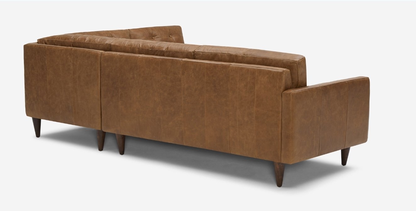 Eliot Leather Sectional with Bumper - Right Arm Orientation - in Santiago Ale with Mocha Wood Stain - Image 2