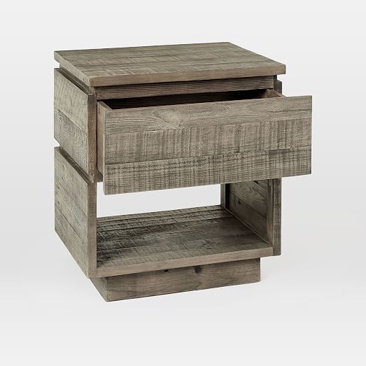 Emmerson(R) Modern Reclaimed Wood Nightstand, Stone Gray - Image 1