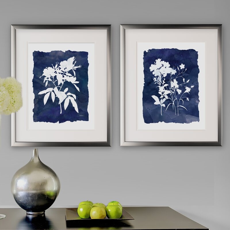 Blue/White Indigo Botanical - 2 Piece Picture Frame Set Print Set on Paper - Image 3