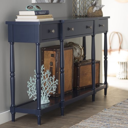 Lanford 60" Solid Wood Console Table - Navy - Image 4