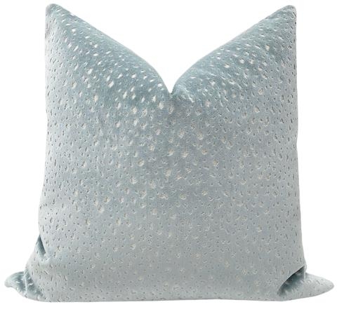 Antelope Cut Velvet Pillow Cover, Spa Blue, 20"x 20" - Image 0