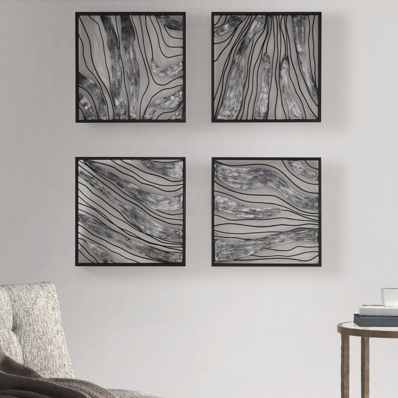 4 Piece Picture Frame Graphic Art Print Set on Metal - Image 6