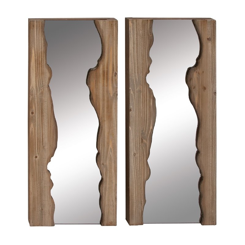 2 Piece Wood Wall Mirror Set - Image 1