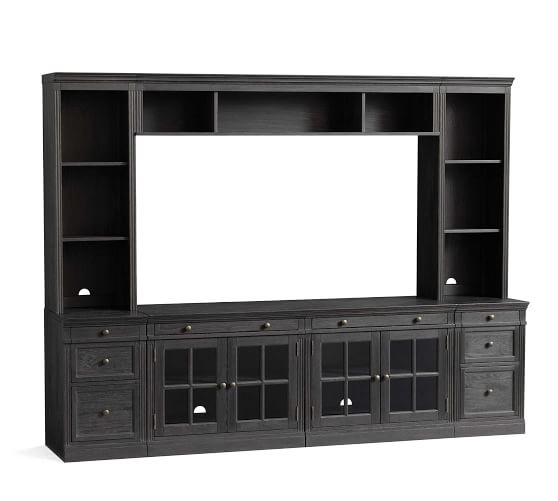 Livingston 7-Piece Entertainment Center with Drawers, Dusty Charcoal, 105" - Image 0
