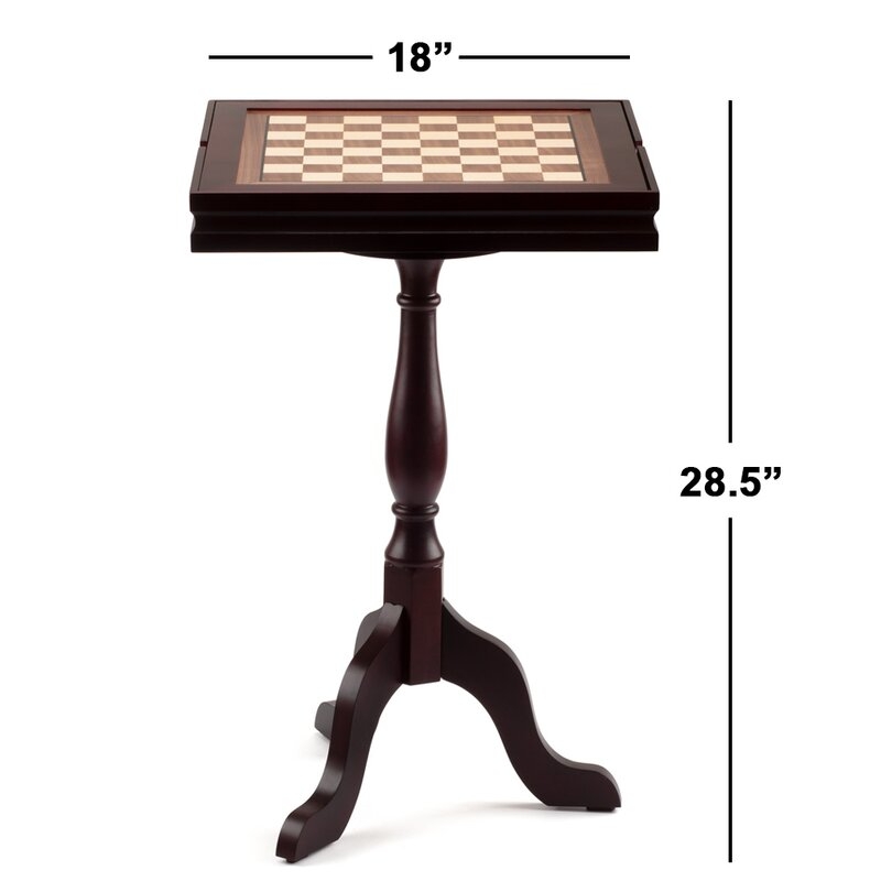 Solid Wood 3-in-1 Chess Checkers Backgammon Board Game Combo Table - Image 2