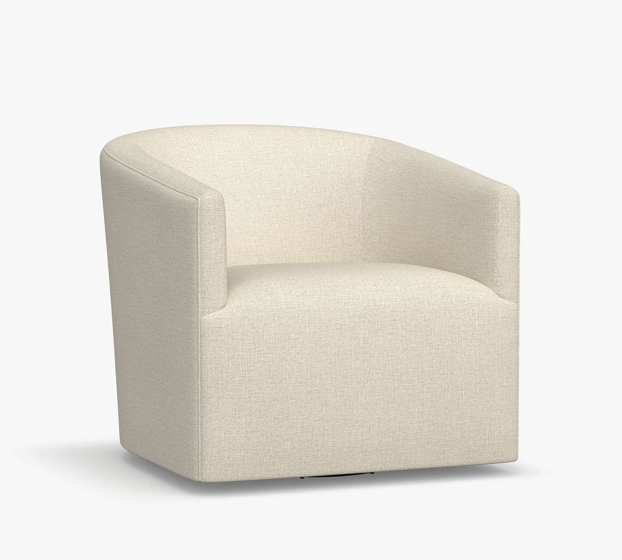 Baldwin Upholstered Swivel Armchair, Polyester Wrapped Cushions, Performance Heathered Basketweave Alabaster White - Image 1