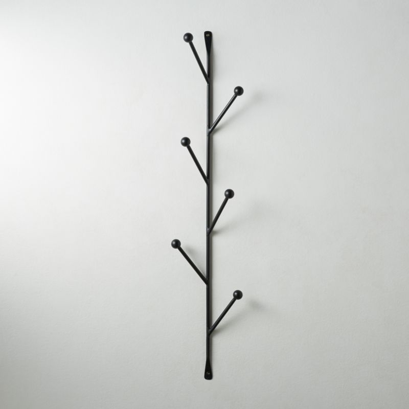 Barker Matte Black Vertical Wall Mounted Coat Rack - Image 2