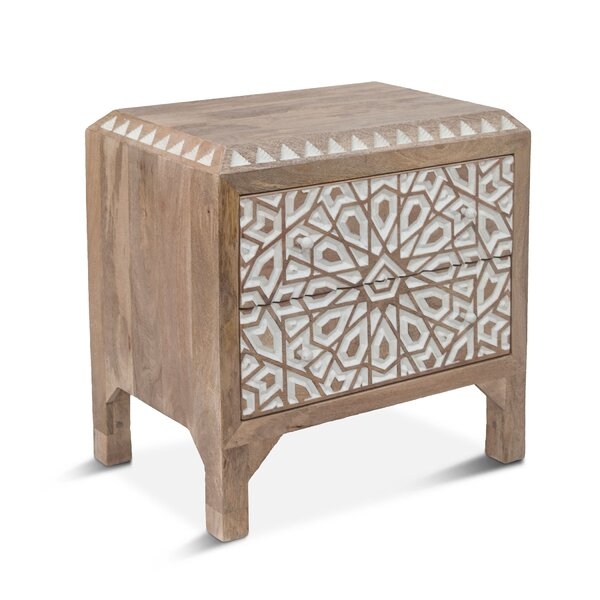 Home Trends & Design Tangiers 2 - Drawer Solid Wood Nightstand in Natural Oak/White - Image 1