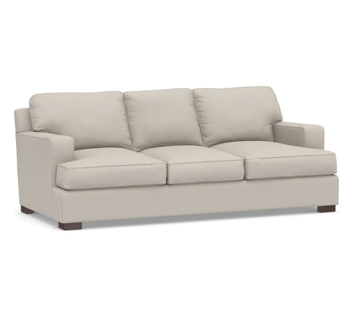 Townsend Square Arm Upholstered Sofa 86.5", Polyester Wrapped Cushions, Performance Heathered Tweed Pebble - Image 0