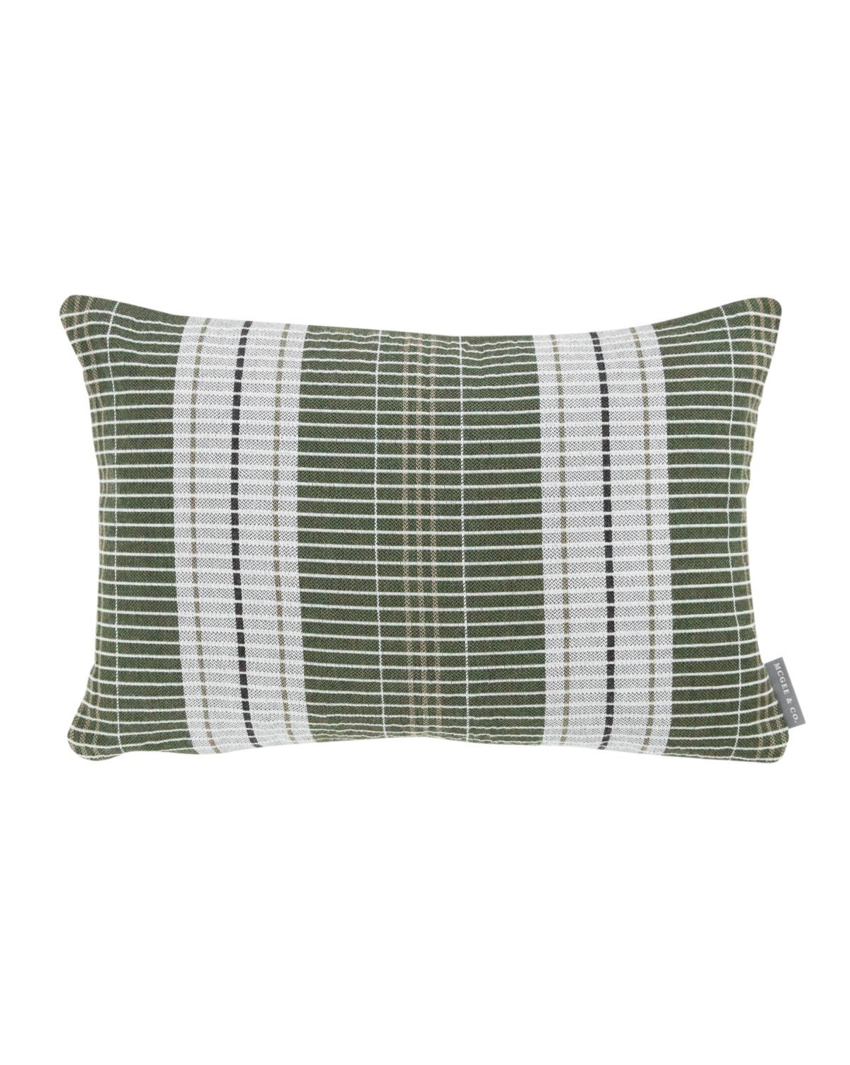 OXFORD WOVEN PLAID PILLOW WITHOUT INSERT, GREEN, 14" x 20" - Image 0