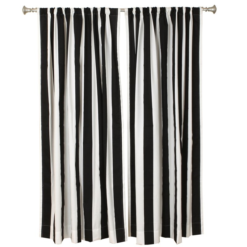 Striped Unlined Rod Pocket Curtain Panel Pair 50" W x 84" L (Set of 2) - Image 0