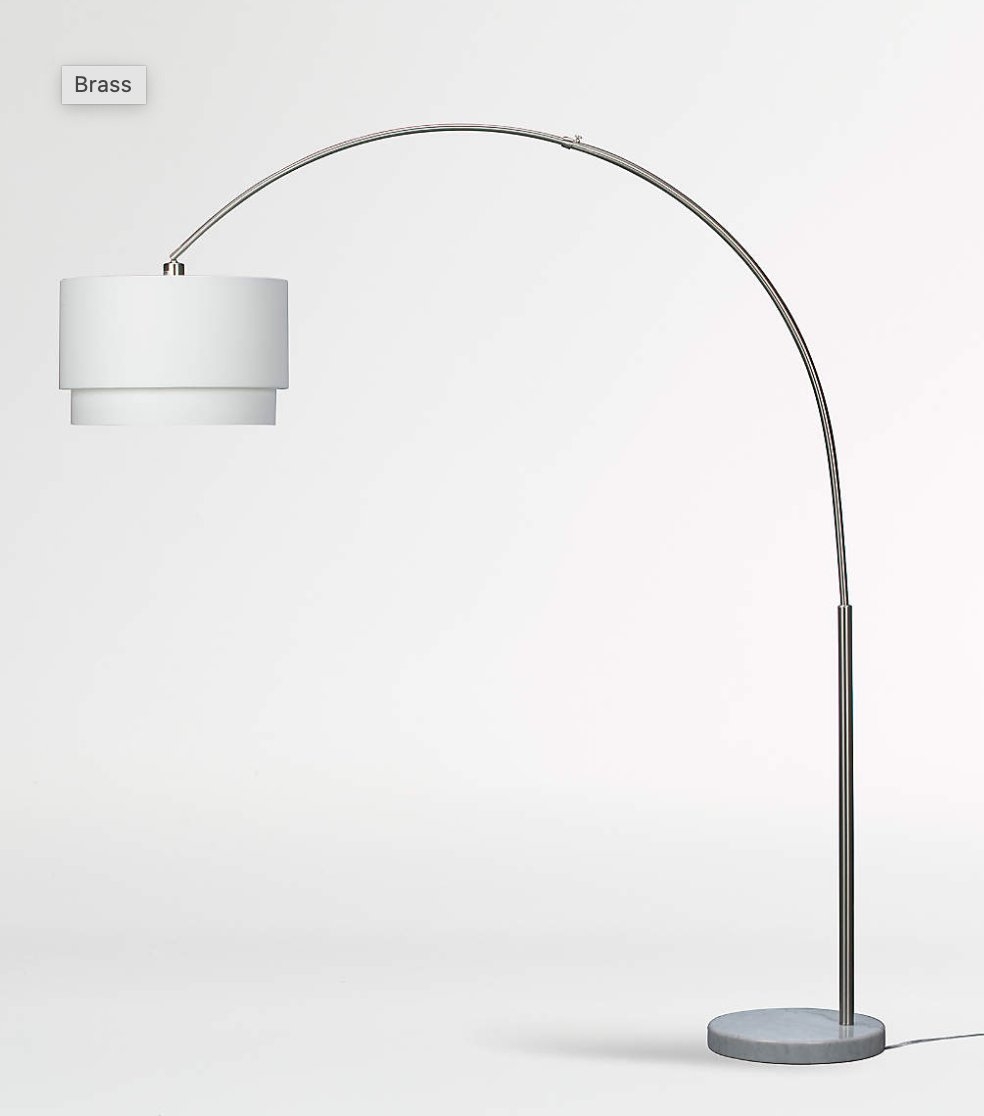 Meryl Arc Nickel Floor Lamp with White Shade - Image 0