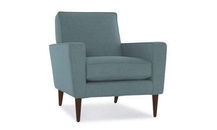 Blue Winslow Mid Century Modern Chair - Essence Aqua - Mocha - Image 0