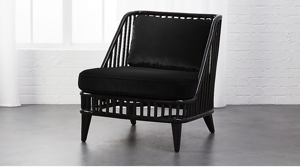 kaya black rattan chair with velvet cushions - Image 4