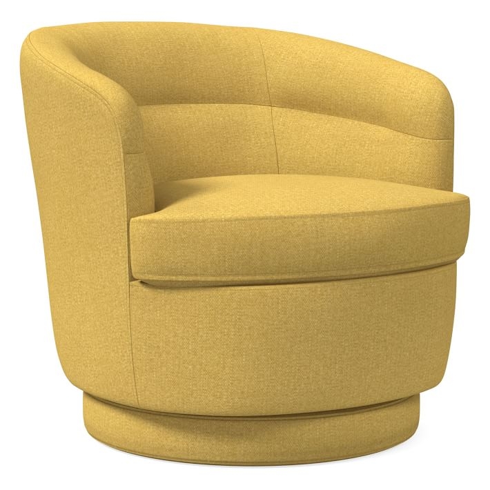 Viv Swivel Chair, Basket Slub, Dark Horseradish, Concealed Supports - Image 7