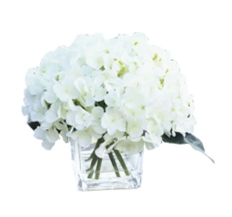 Silk Hydrangea Floral Arrangement in Vase - Image 0