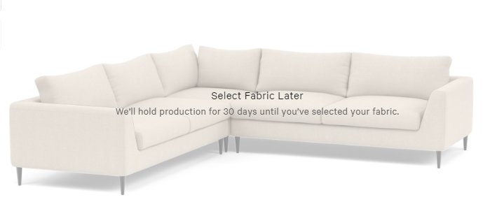 ASHER Corner Sectional Sofa - 98"x98" - Decide Later fabric/Unfinished GunMetal Tapered Round Metal leg - Image 0