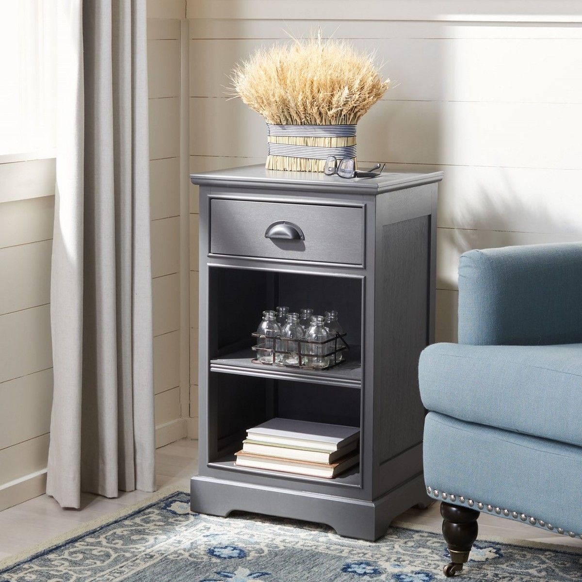 Griffin One Drawer Side Table - Grey - Arlo Home - Image 2