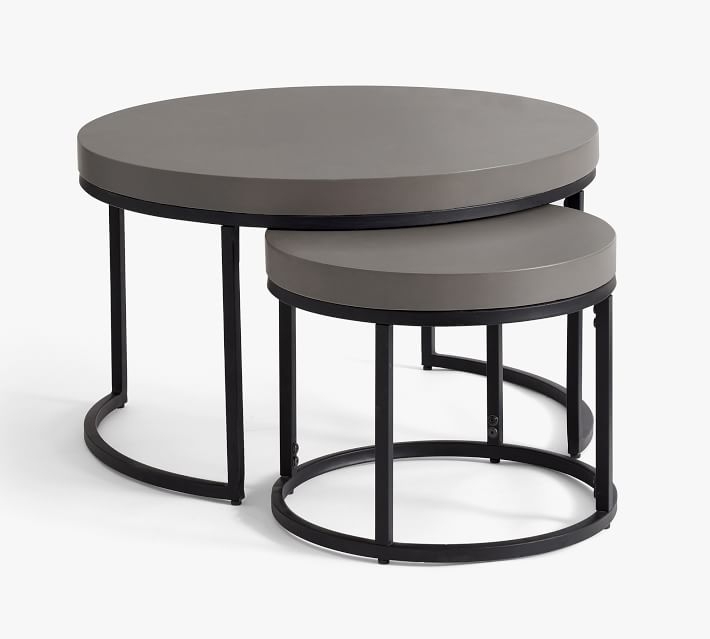Sloan Concrete Round Nesting Coffee Table, 19" - Image 0