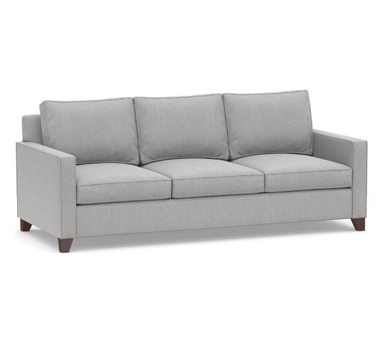 Cameron Square Arm Upholstered Deep Seat Grand Sofa 3-Seater 96", Polyester Wrapped Cushions, Sunbrella(R) Performance Chenille Fog - Image 0