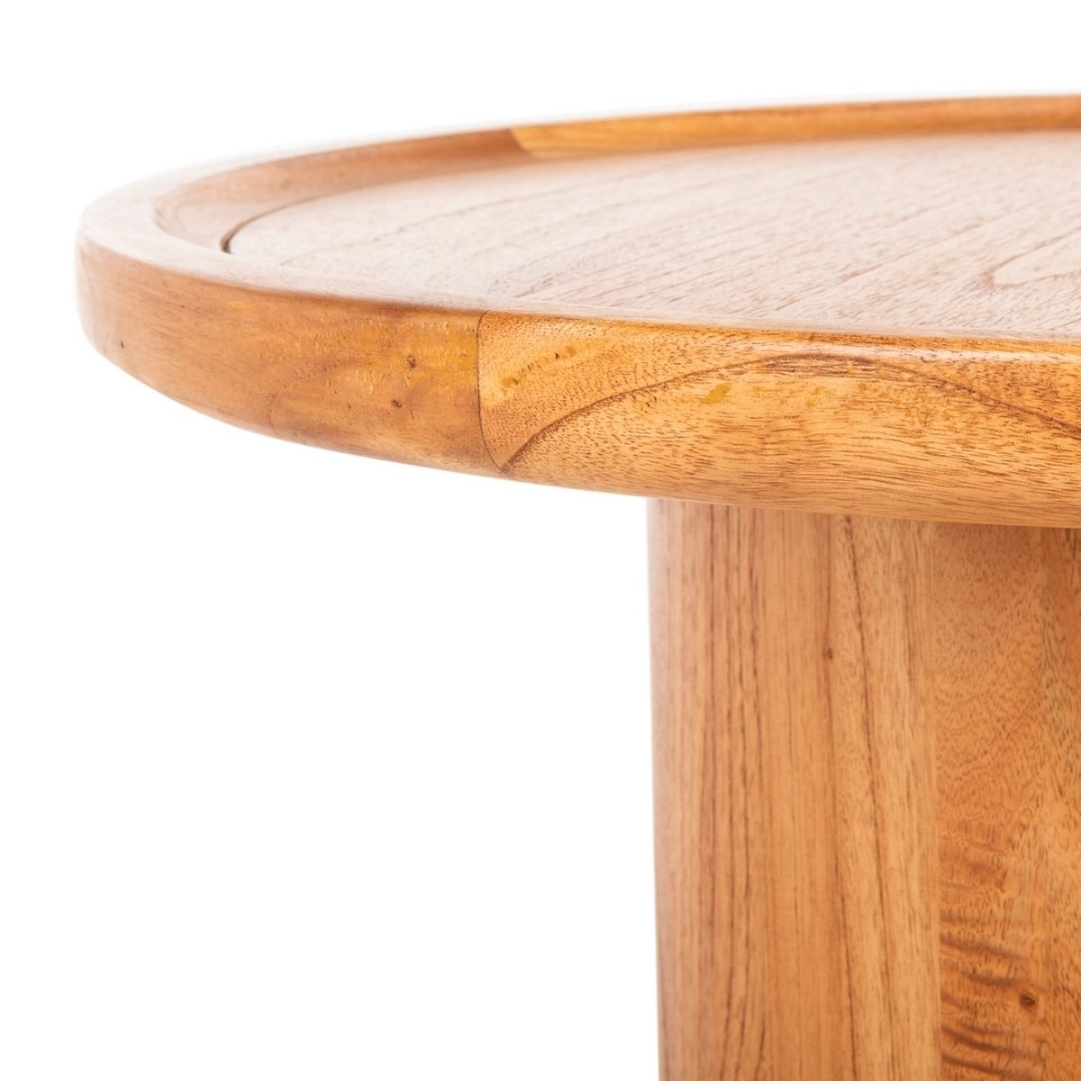 Devin Round Pedestal Coffee Table - Natural Brown - Safavieh - Image 5