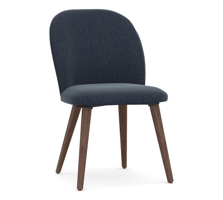 Brea Upholstered Dining Side Chair, Coffee Bean Leg , Sunbrella(R) Performance Chenille Indigo - Image 0
