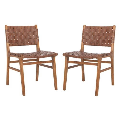 Greta Woven Leather Dining Chair (Set of Two) - Image 0