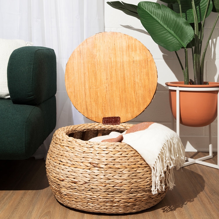 Round Wicker Storage Ottoman - Image 1
