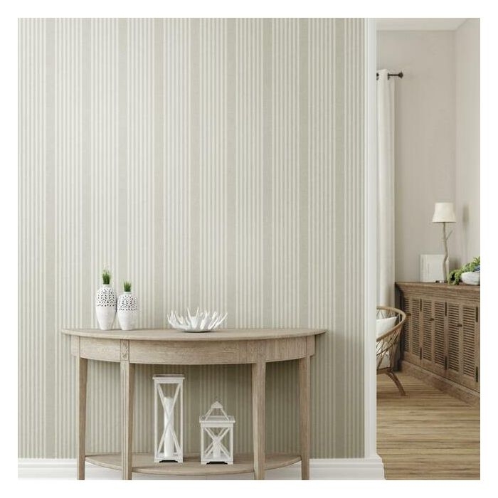 French Linen Stripe Premium Peel & Stick Wallpaper, Single Roll - Image 1