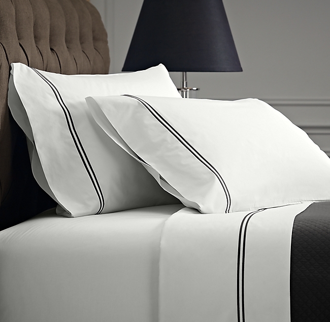 ITALIAN HOTEL SATIN STITCH WHITE SHEET SET-King - Image 0