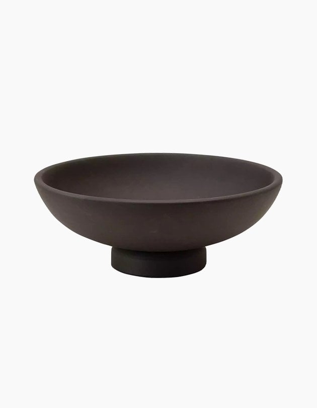 Mango Wood Footed Bowl, Black - Image 0
