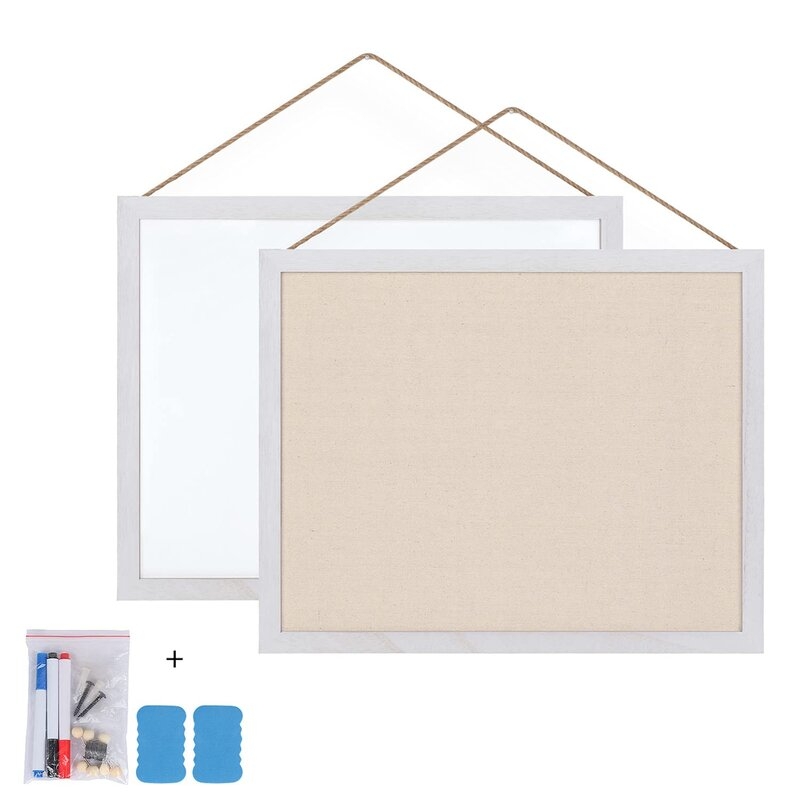 Cork Board With 19X15 Inch Combination White Board & Bulletin Cork Board 1-Pack Bulletin Board For Wall Home Office Decor,Home School Office Message Board Or Vision Board - Image 0