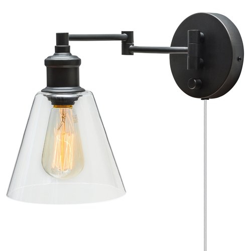 LeClair 1-Light Plug-In Swing Arm Lamp, dark bronze size 2 - Image 0