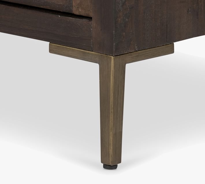 Braden Reclaimed Wood Display Cabinet, Natural Oak/Satin Brass, 42.5"L x 84"H - Image 3