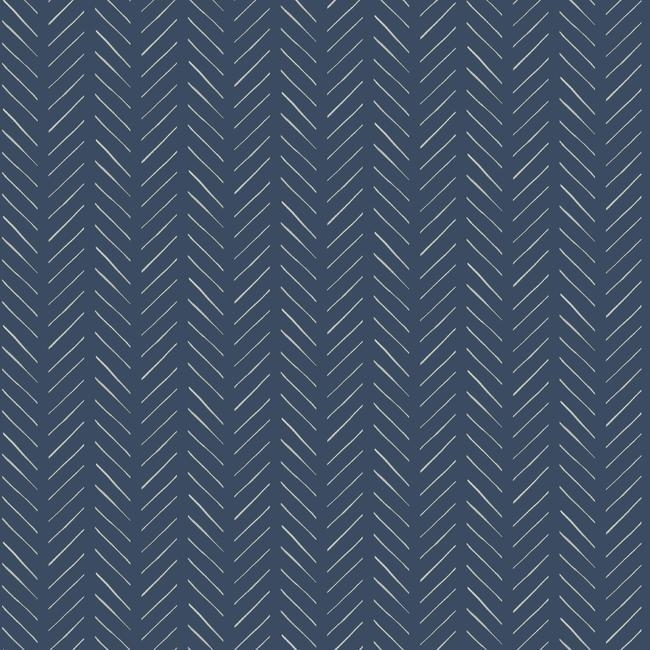 Pick-Up Sticks Premium Peel and Stick Wallpaper - White On Navy - Image 0