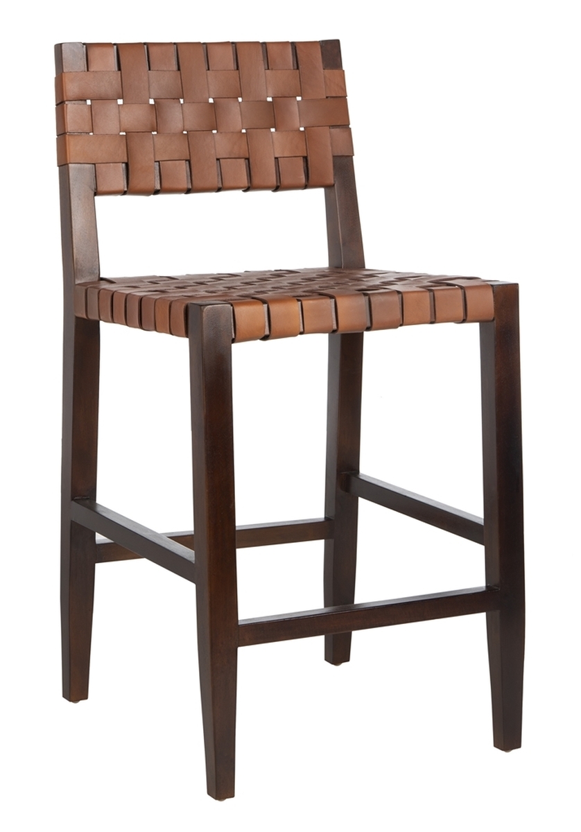 Paxton Woven Leather Counter Stool - Cognac - Arlo Home - Image 0