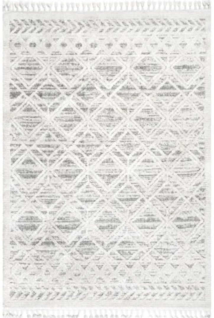 Ansley Shaggy Lattice Tassel Area Rug - Image 0