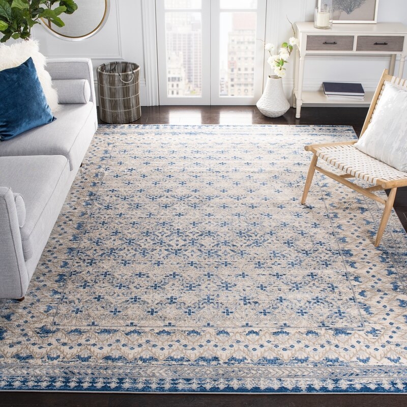 Llana Oriental Light Gray/Blue Area Rug - Image 3