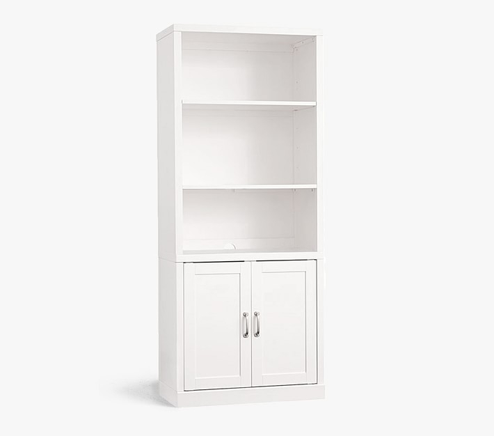 Preston 1 Bookcase Hutch, 1 Cabinet Base Set, Simply White, In-Home Delivery - Image 0