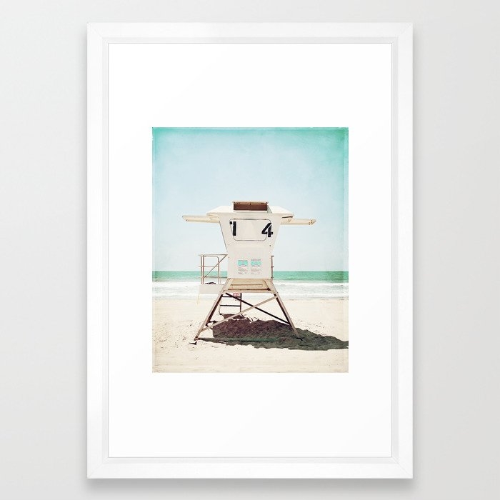 Lifeguard Stand, Beach Photography, San Diego California, Art Print, 15" x 21", Vector white frame - Image 0