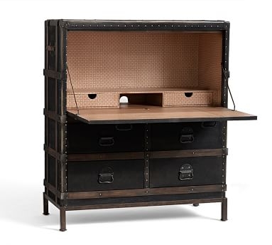 Ludlow Trunk with Stand Secretary Desk, Black - Image 3