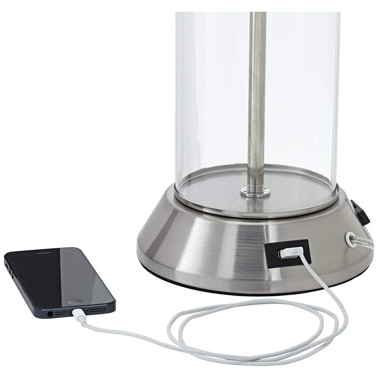 Fritz Glass Column USB Table Lamp Set of 2 - Image 1
