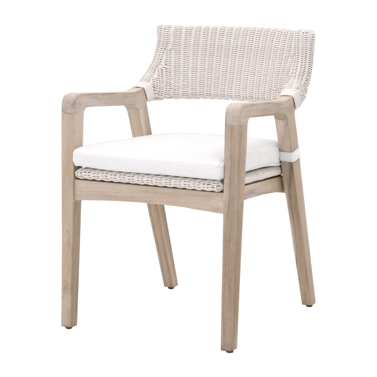 Lucia Outdoor Arm Chair, Pure White Wicker & Gray Teak - Image 0