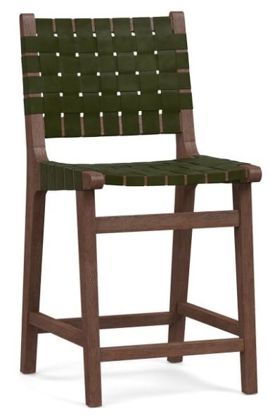 Fenton Leather Counter Height Bar Stool, Coffee Bean Leg, Legacy Forest Green - Image 0
