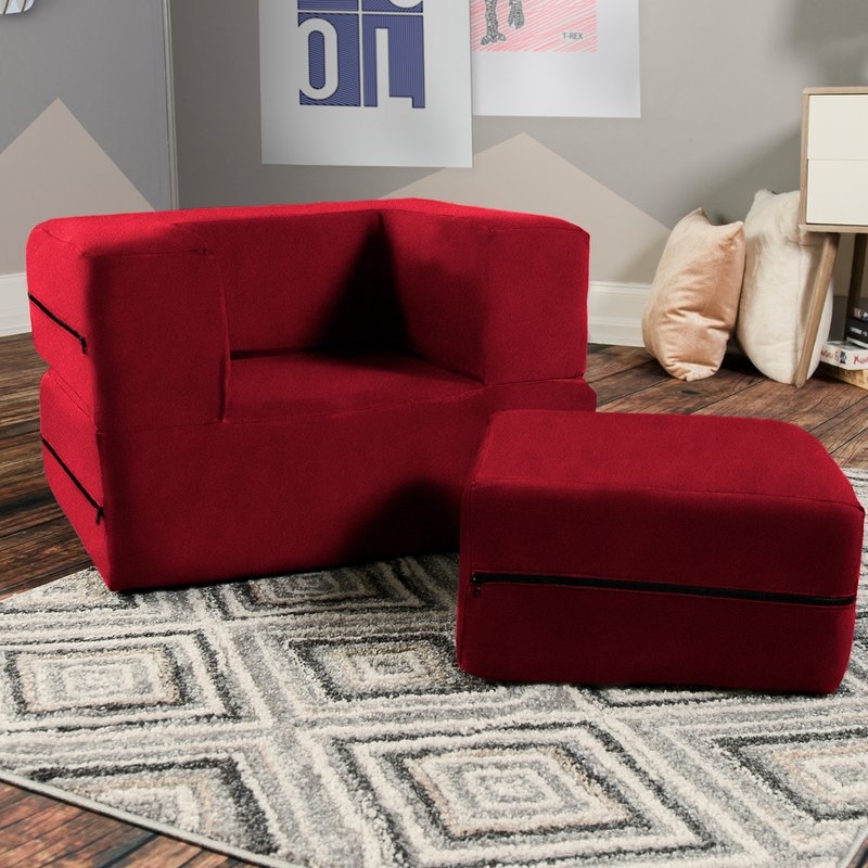 Goldie Big Kids Sleeper and Ottoman - Cherry Red - Image 1